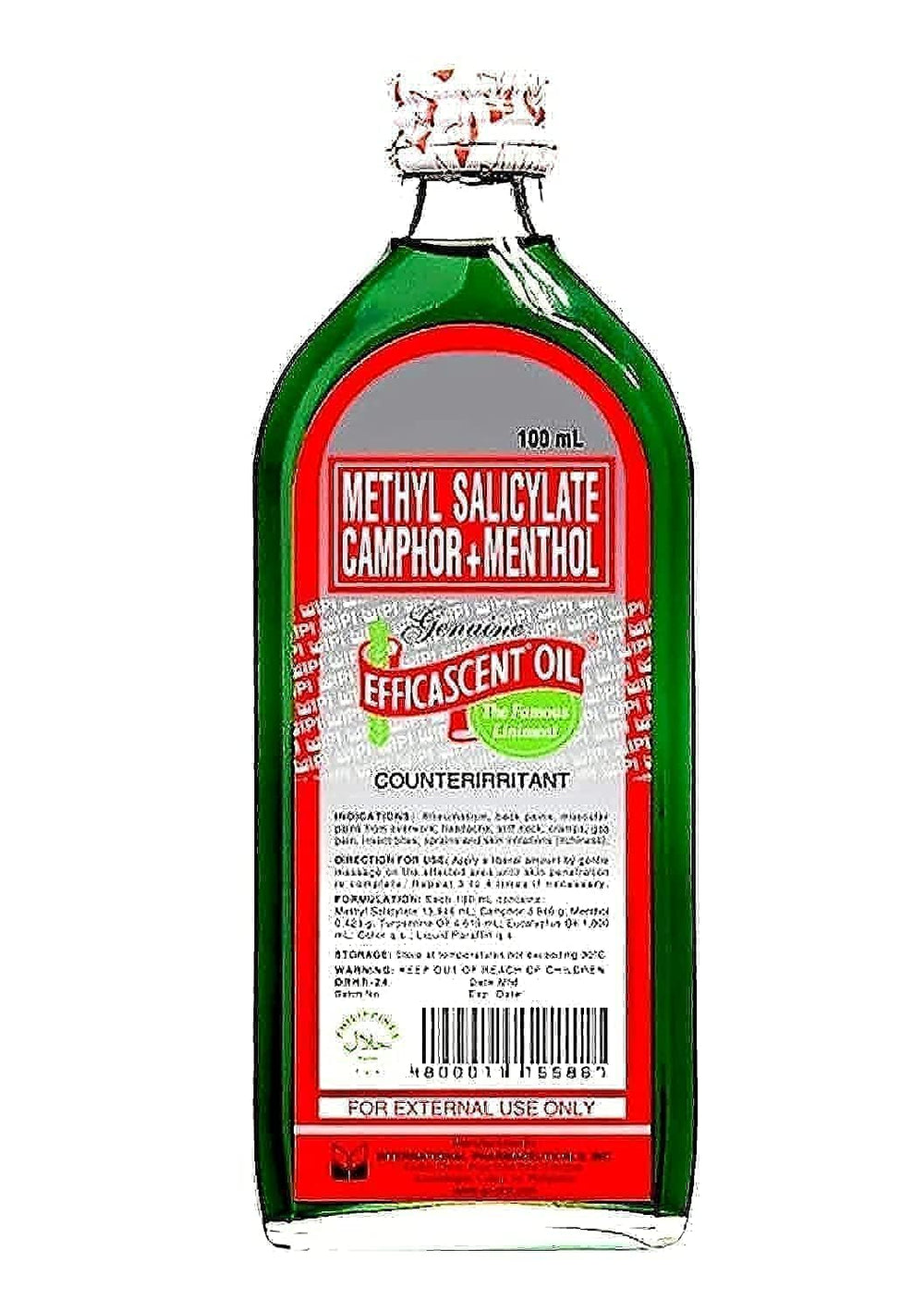 Efficascent Oil 100ml bottle for topical use and soothing massage.