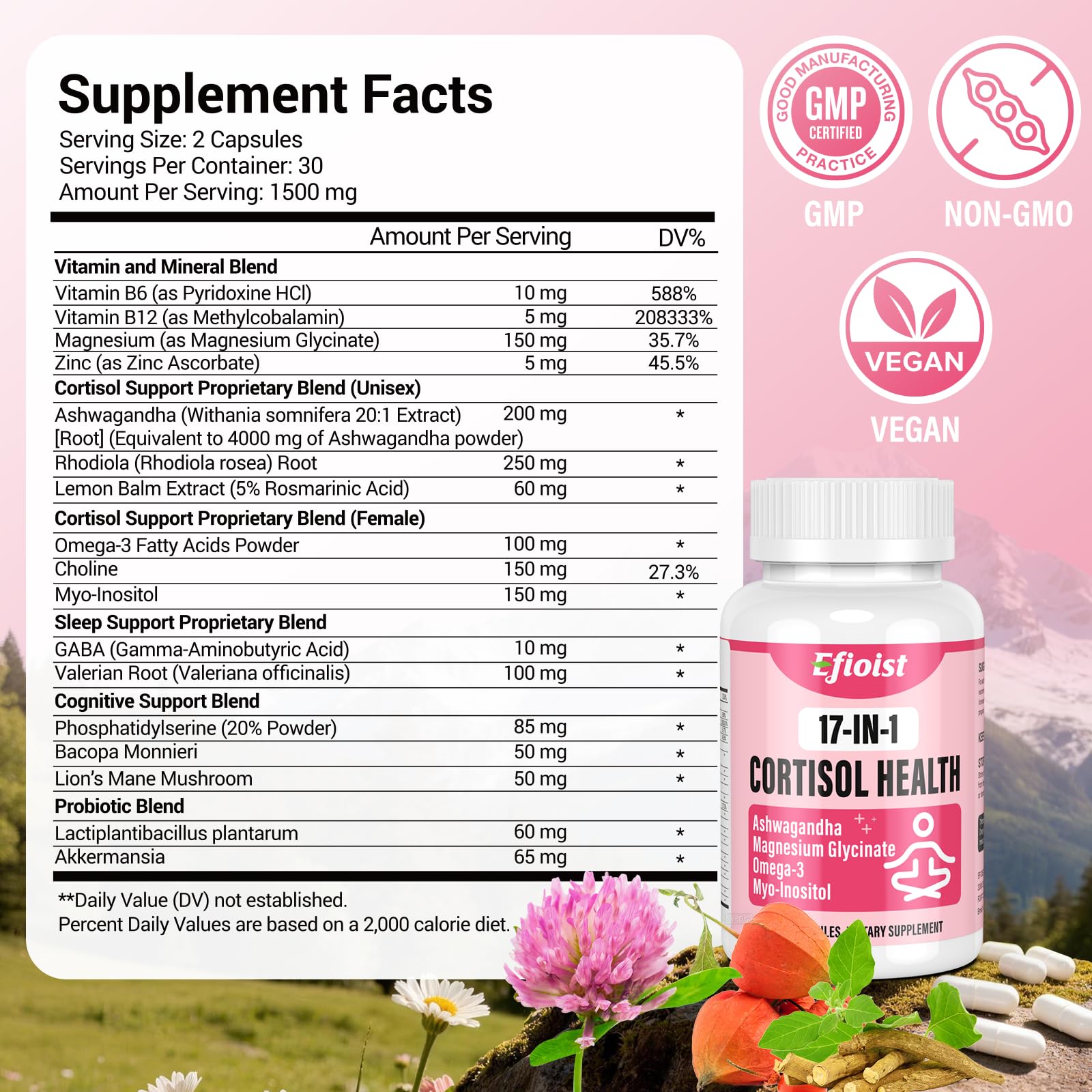Efioist Cortisol Reducer product on wellness store shelf.