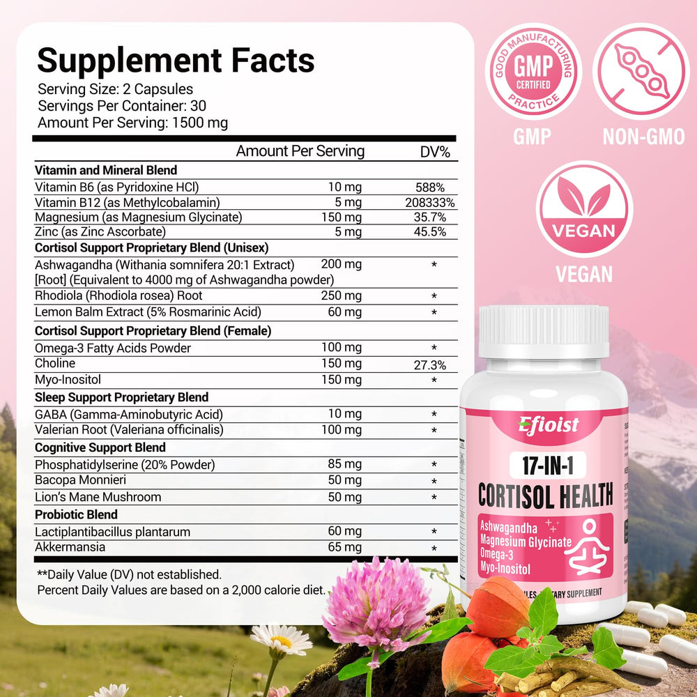 Efioist Cortisol Reducer product on wellness store shelf.