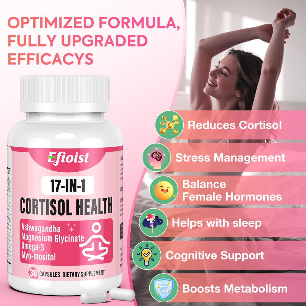 Efioist cortisol supplement with glass of water for daily use