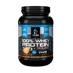 eflow Nutrition Smores whey protein tub highlighting post-workout recovery