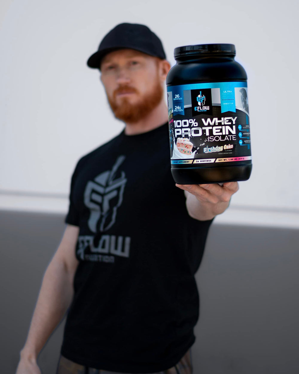 eFlow Nutrition whey isolate powder close-up highlighting low carb formulation