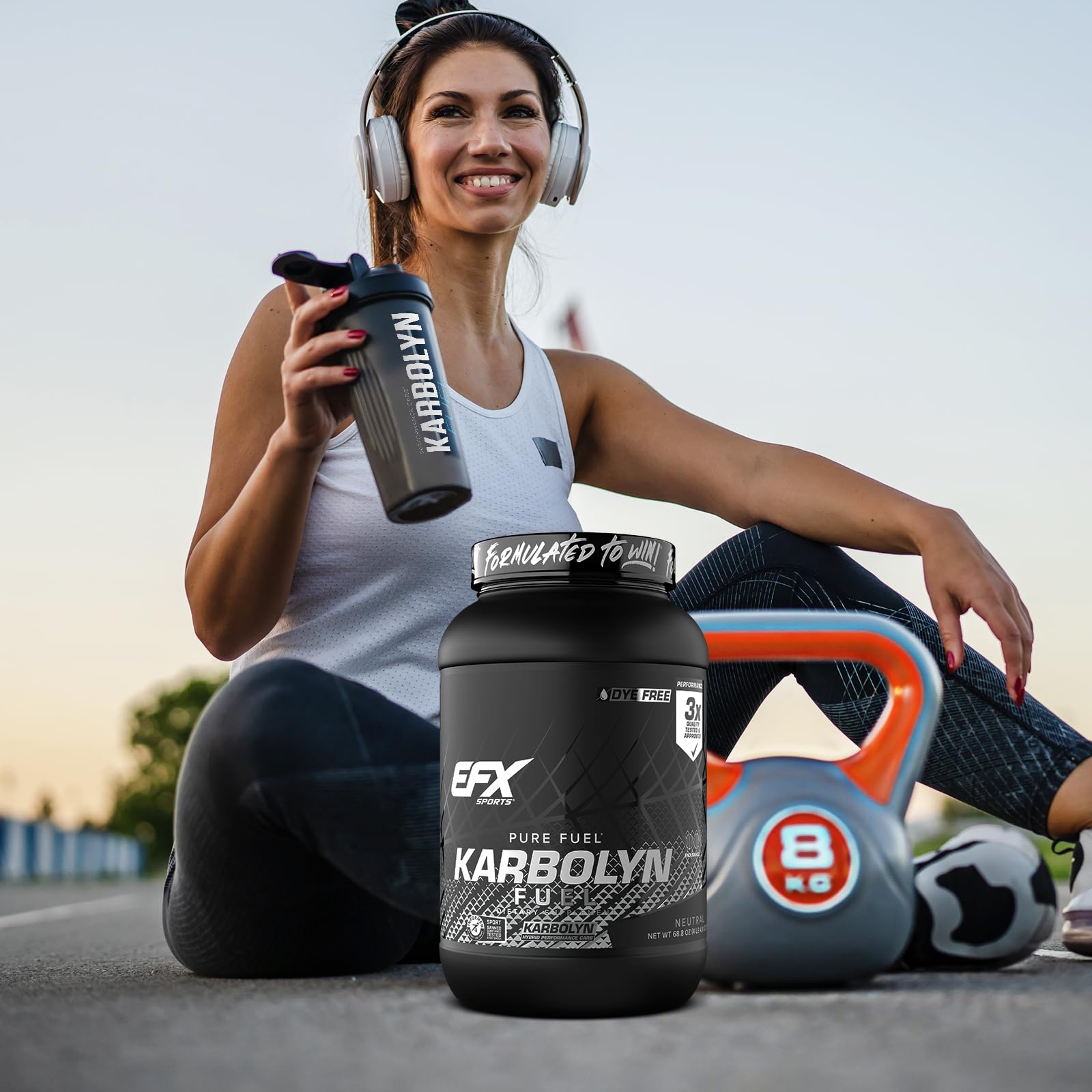 Athlete sipping Karbolyn Fuel during workout demonstrates ready-to-use energy.