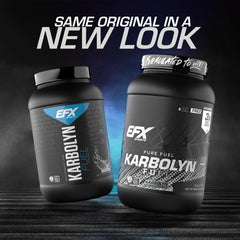 Closeup of Karbolyn Fuel label highlights sugar-free, stimulant-free benefits for vegan-friendly fueling.
