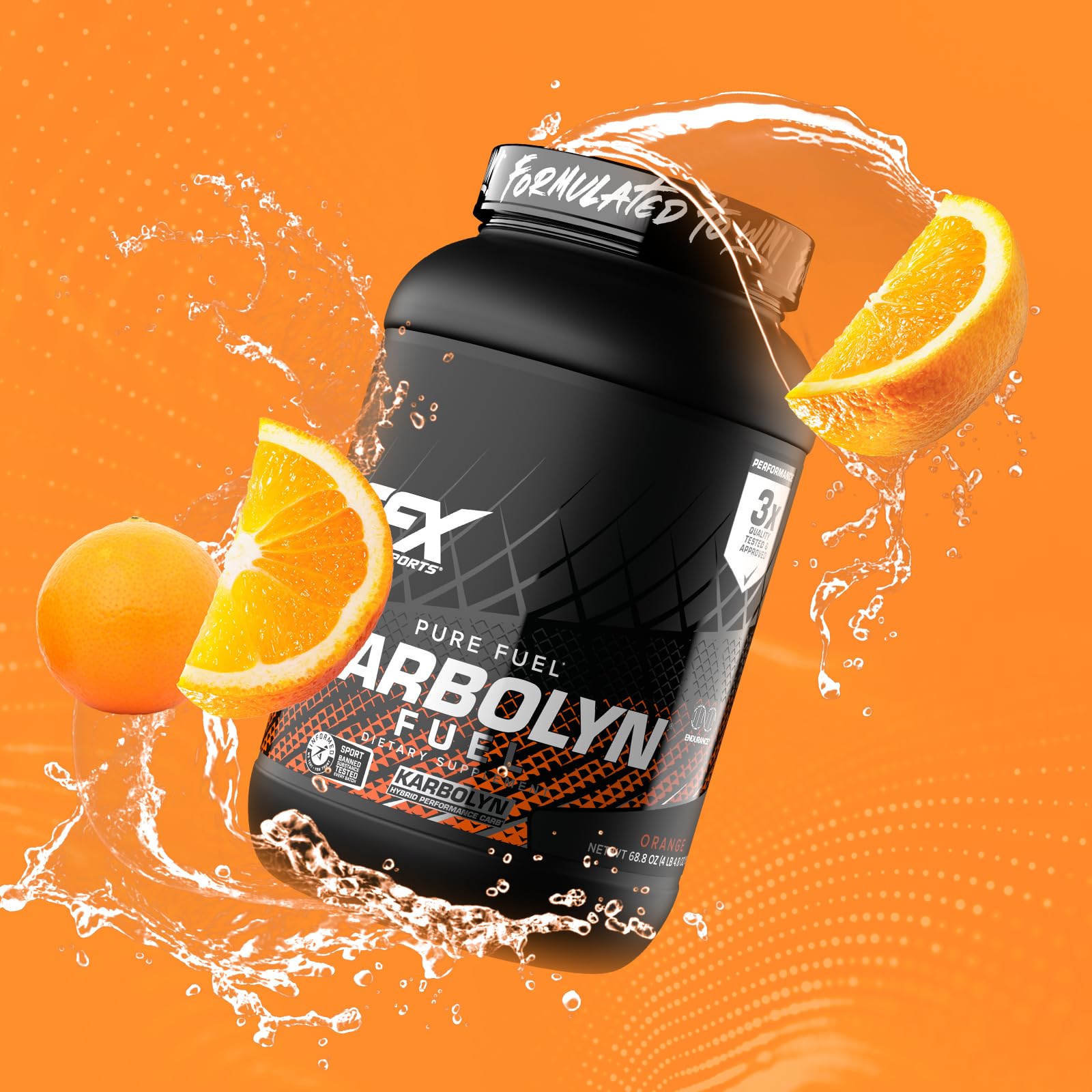 EFX Karbolyn Fuel shake in orange drink for flavor and consistency.