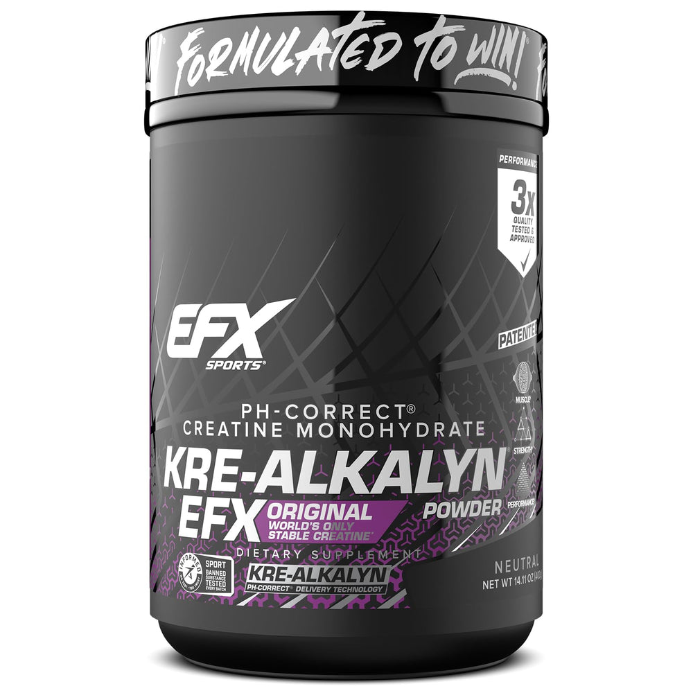 EFX Kre-Alkalyn EFX powder container ready for intense workouts