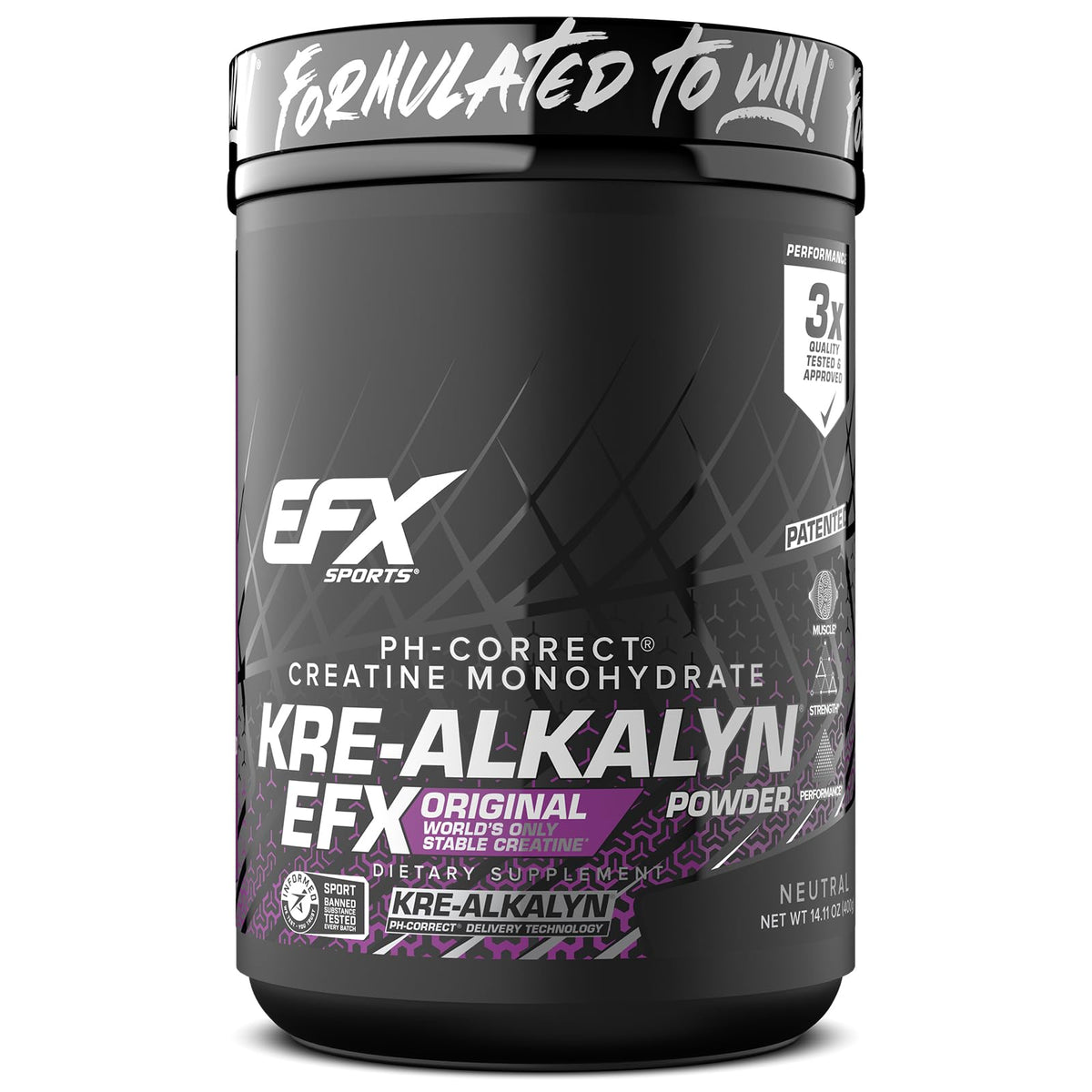 EFX Kre-Alkalyn EFX powder container ready for intense workouts