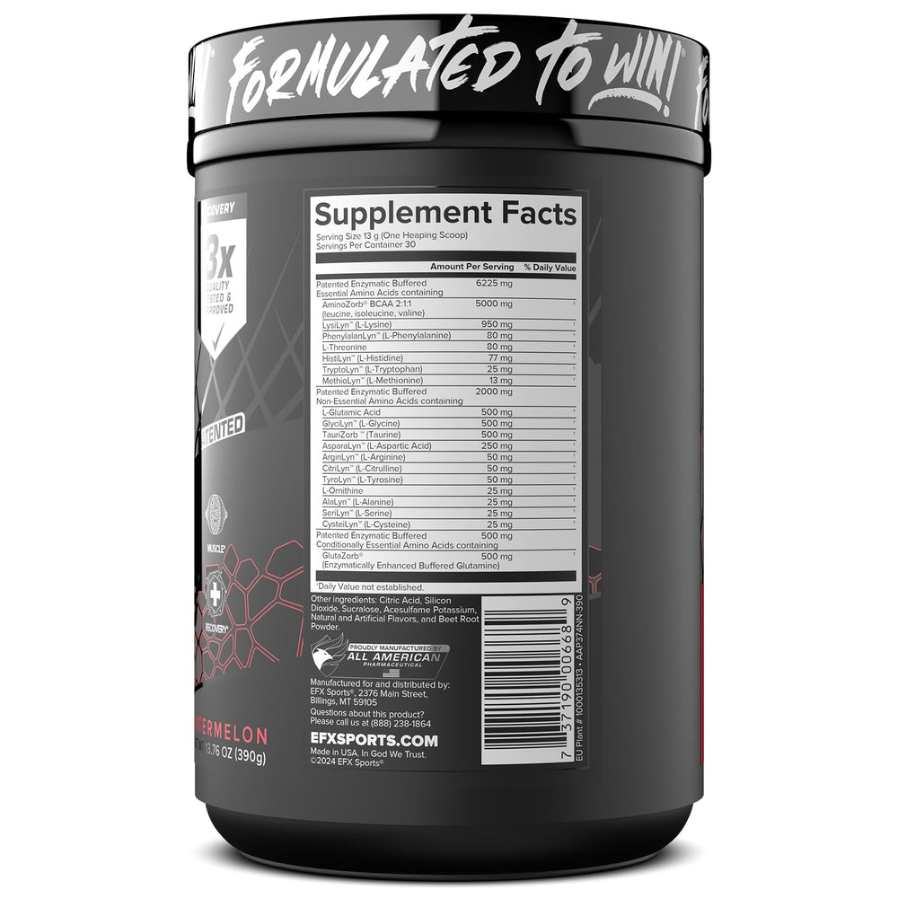 EFX Sports Aminozorb Elite 21 dissolved powder in a glass with clear color