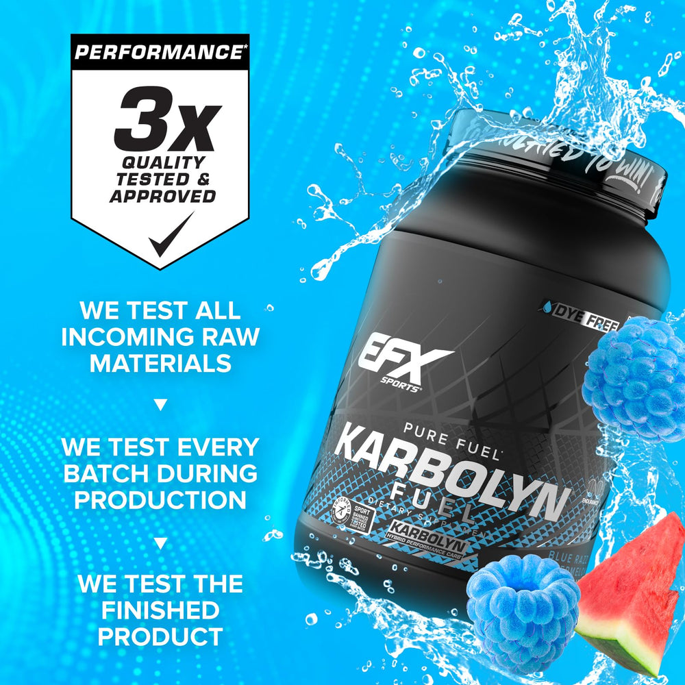 EFX Sports Karbolyn Fuel in-glass presents a refreshing workout drink.