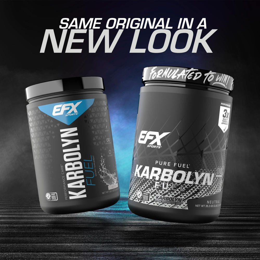 EFX Sports Karbolyn Fuel label closeup highlights ingredients and allergen-free claims.