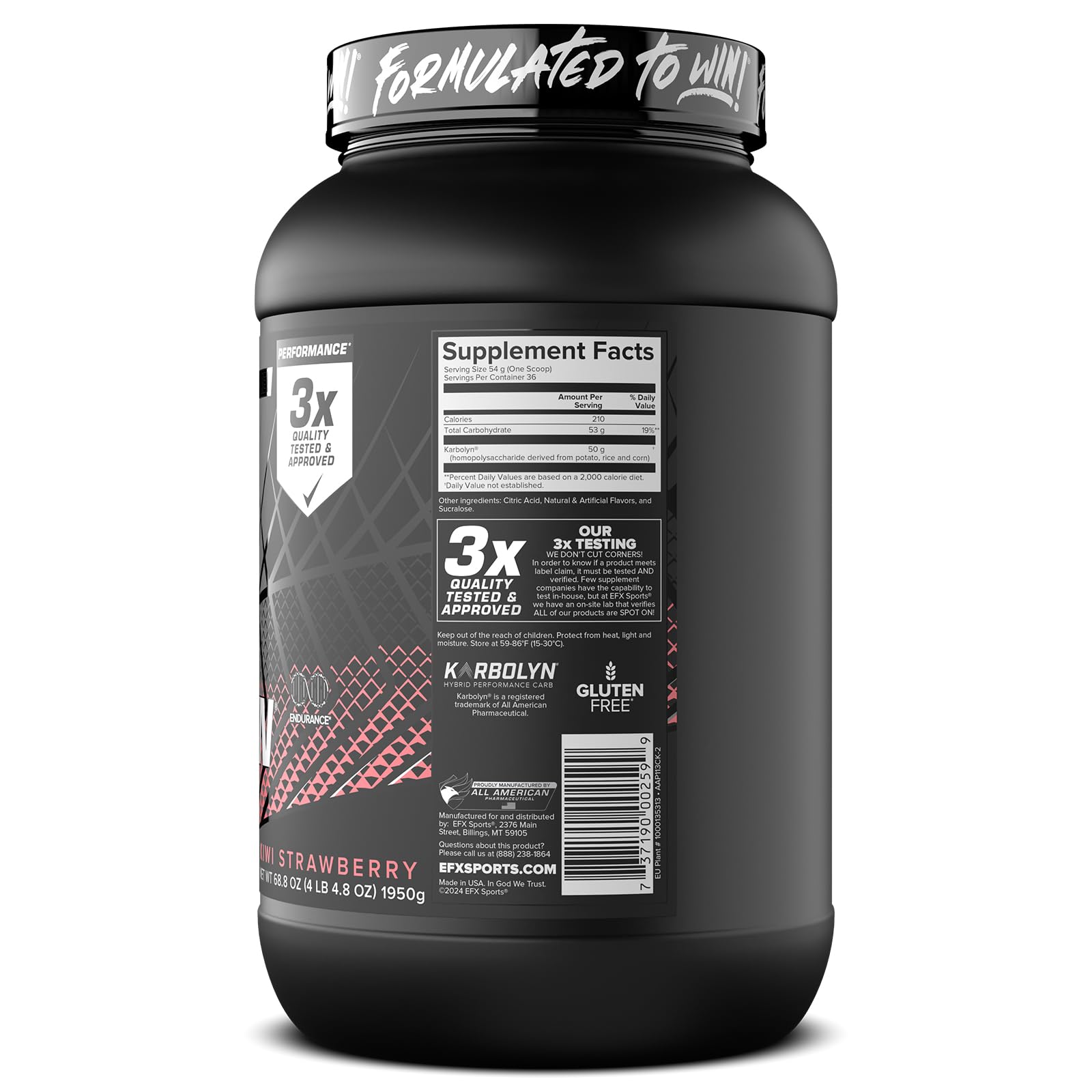 EFX Karbolyn Fuel packaging showcasing premium quality and Informed Sport standards.