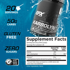 EFX Sports Karbolyn Fuel scoop and pour demonstrates quick mixing and convenient dosing.