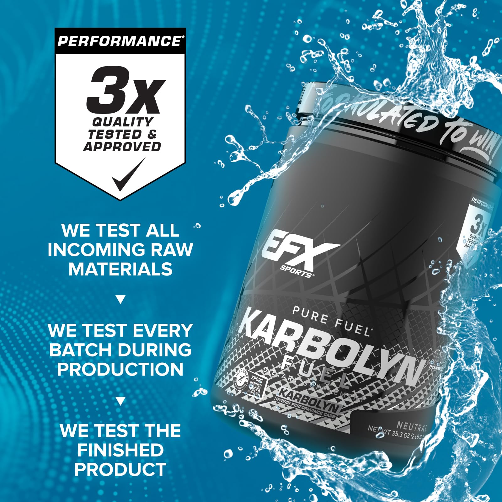 EFX Sports Karbolyn Fuel serving pre-workout supports sustained focus and endurance.