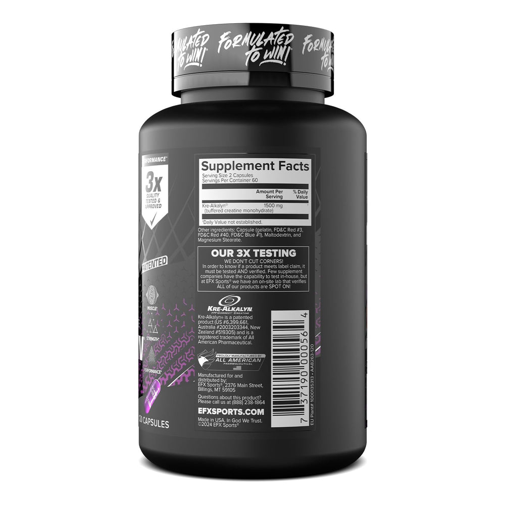 Athlete holding Kre-Alkalyn EFX bottle during training session.