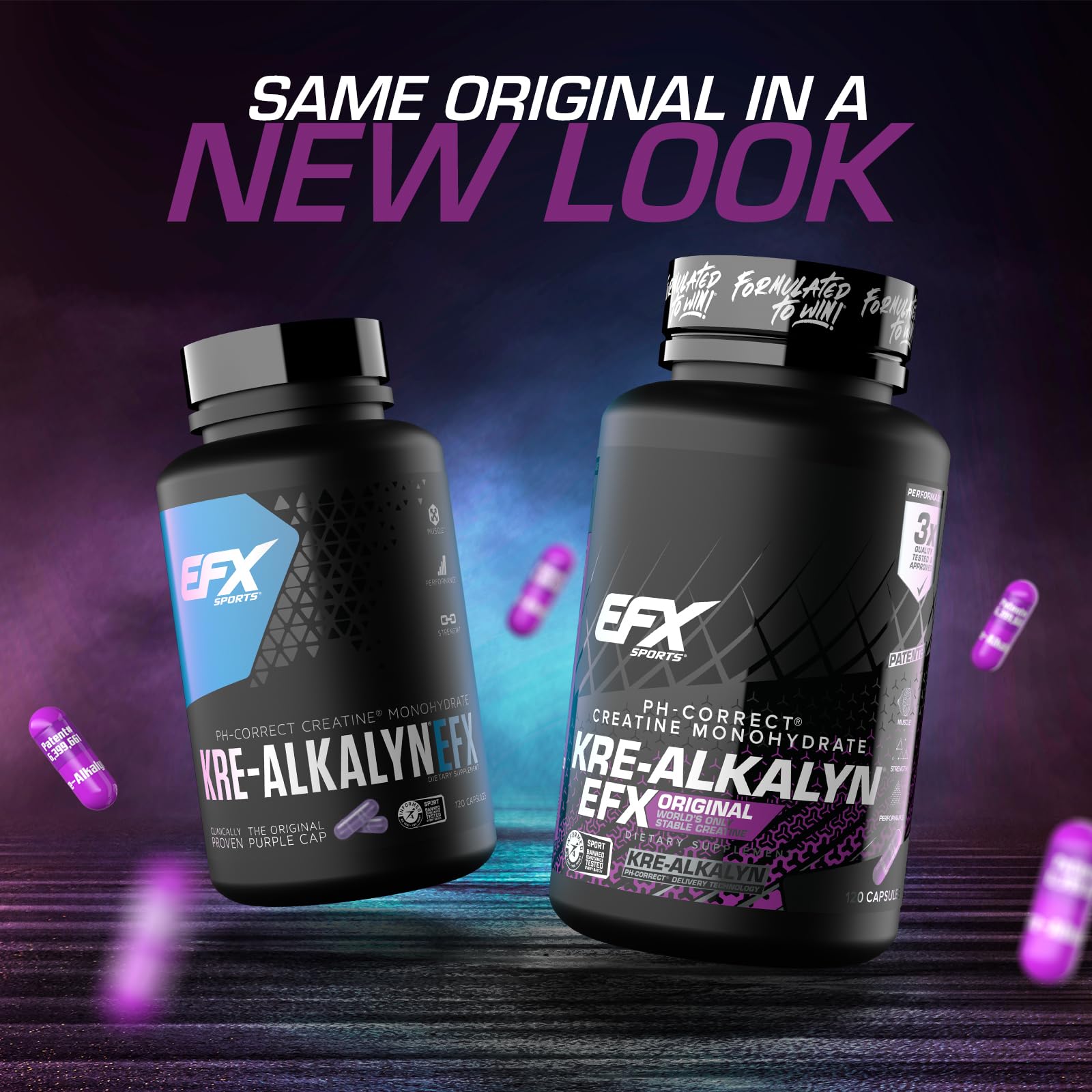 Close-up of Kre-Alkalyn EFX capsules for easy, on-the-go training.