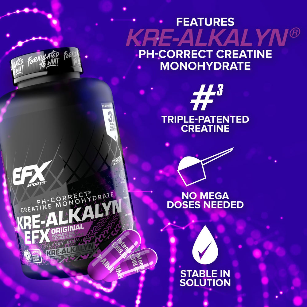 EFX Sports Kre-Alkalyn EFX certified seal indicating quality and safety