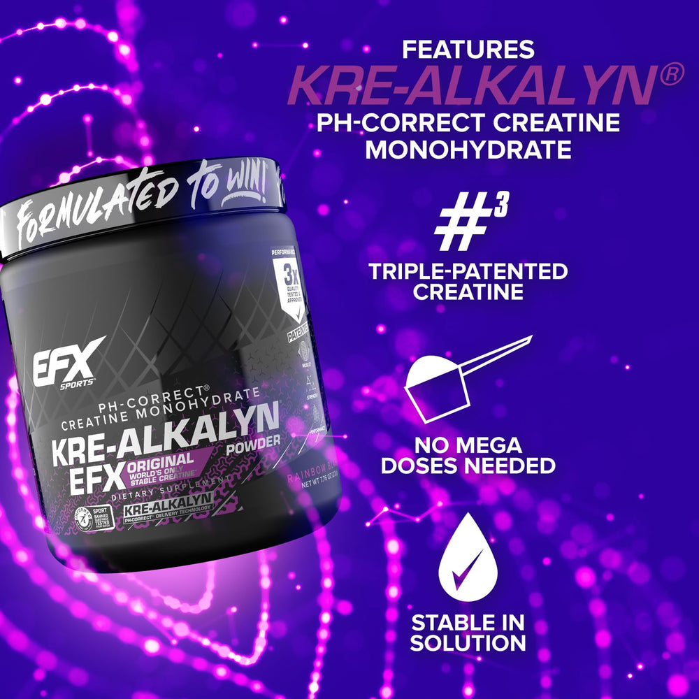 Close-up of ingredients showing pH-stable creatine monohydrate in Kre-Alkalyn EFX.