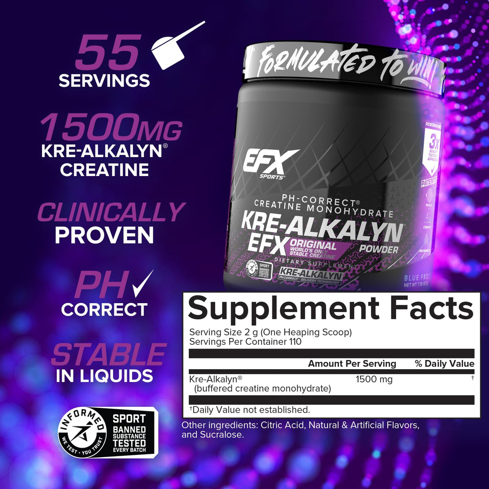 EFX Kre-Alkalyn EFX powder being poured into water for easy mixing.
