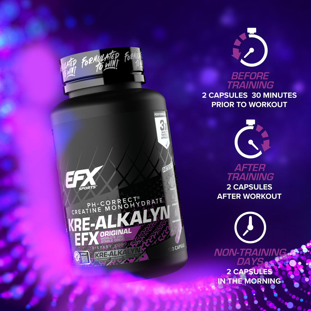 In-house manufacturing and label accuracy for Kre-Alkalyn EFX capsules.