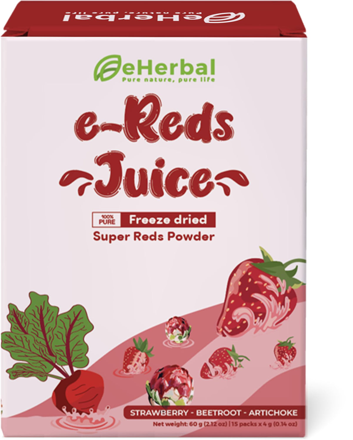 eHerbal Pure Nature beetroot-kombucha bottle for a refreshing energy boost