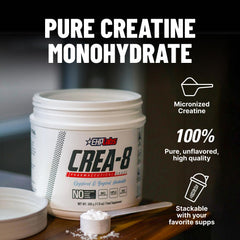 EHP Labs CREA-8 bottle with label showing pure unflavored creatine for versatile training.