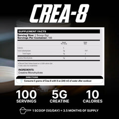 EHP Labs CREA-8 powder scoop ready for post-workout performance support.