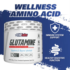 EHP Labs L Glutamine packaging on display signals premium quality.