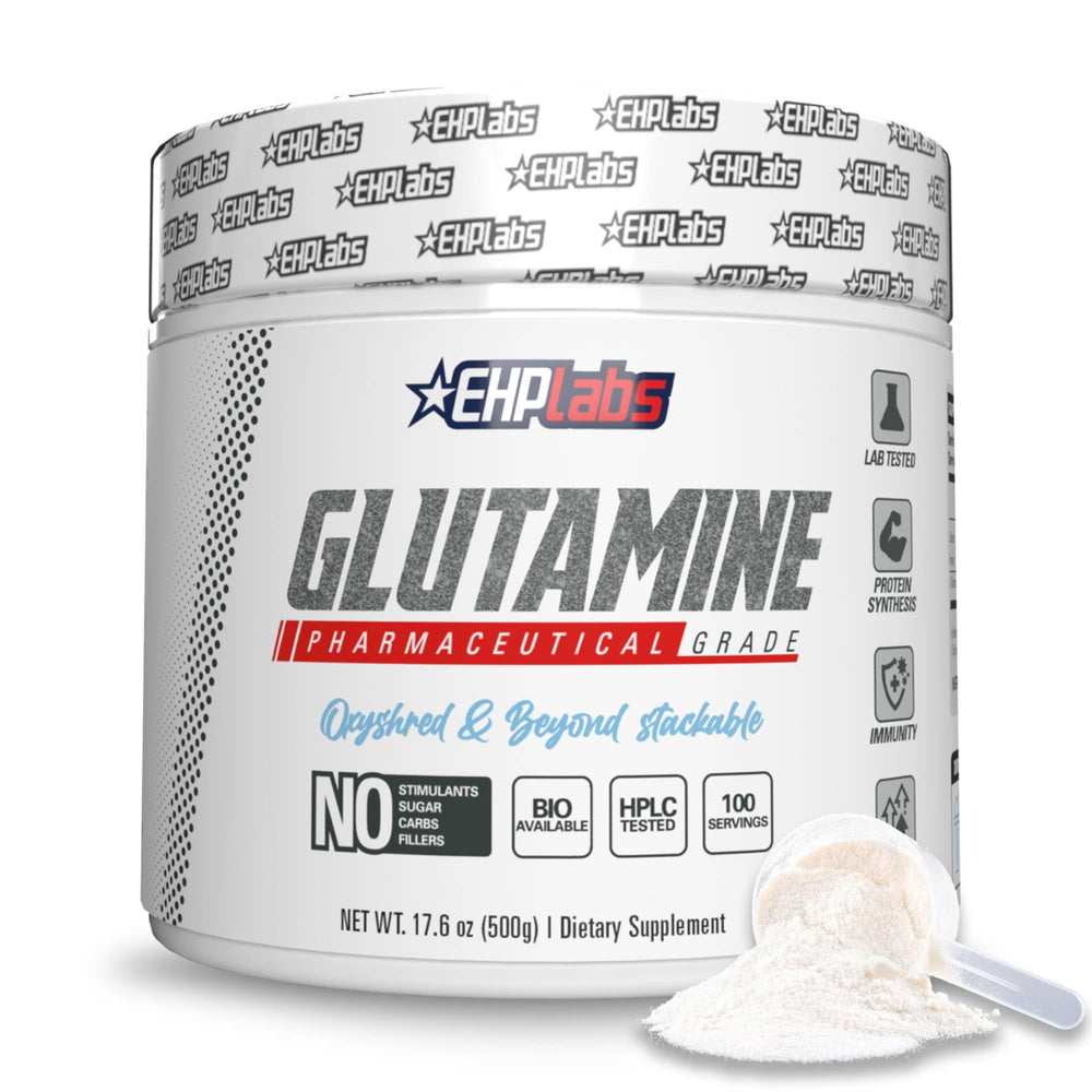 EHP Labs L Glutamine powder tub supports recovery and gut health.