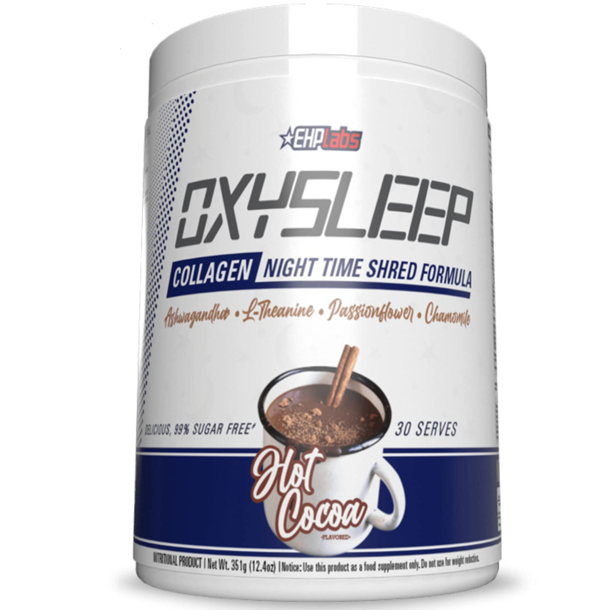 EHP Labs OxySleep collagen tub front view for bedtime wellness.