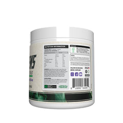 Forest berries flavor scoop beside bottle, easy daily greens.