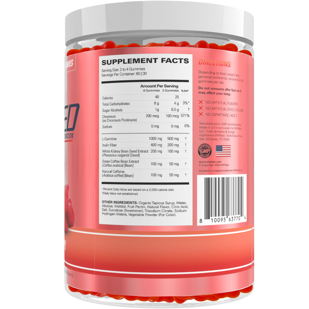 EHP Labs OxyShred Gummies chicory root prebiotic fiber aids digestion