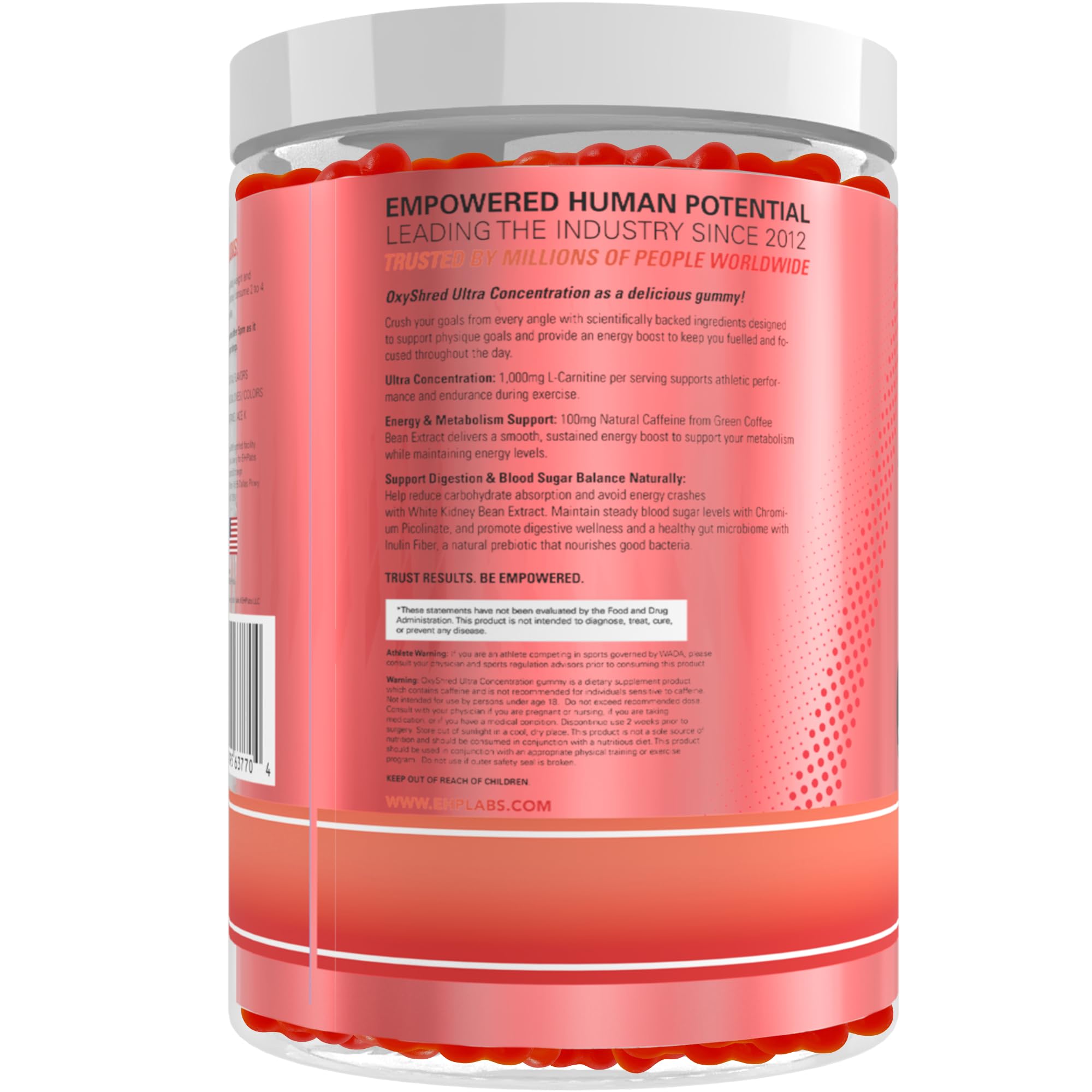 EHP Labs OxyShred Gummies vegan and gluten-free by design
