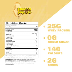 OxyWhey banana scoop image emphasizes convenient one-scoop serving for busy days