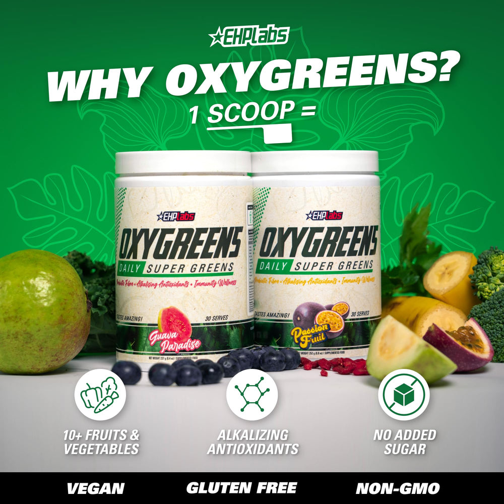 EHP Labs OxyGreens Pineapple glass with juice, bright color and fresh taste