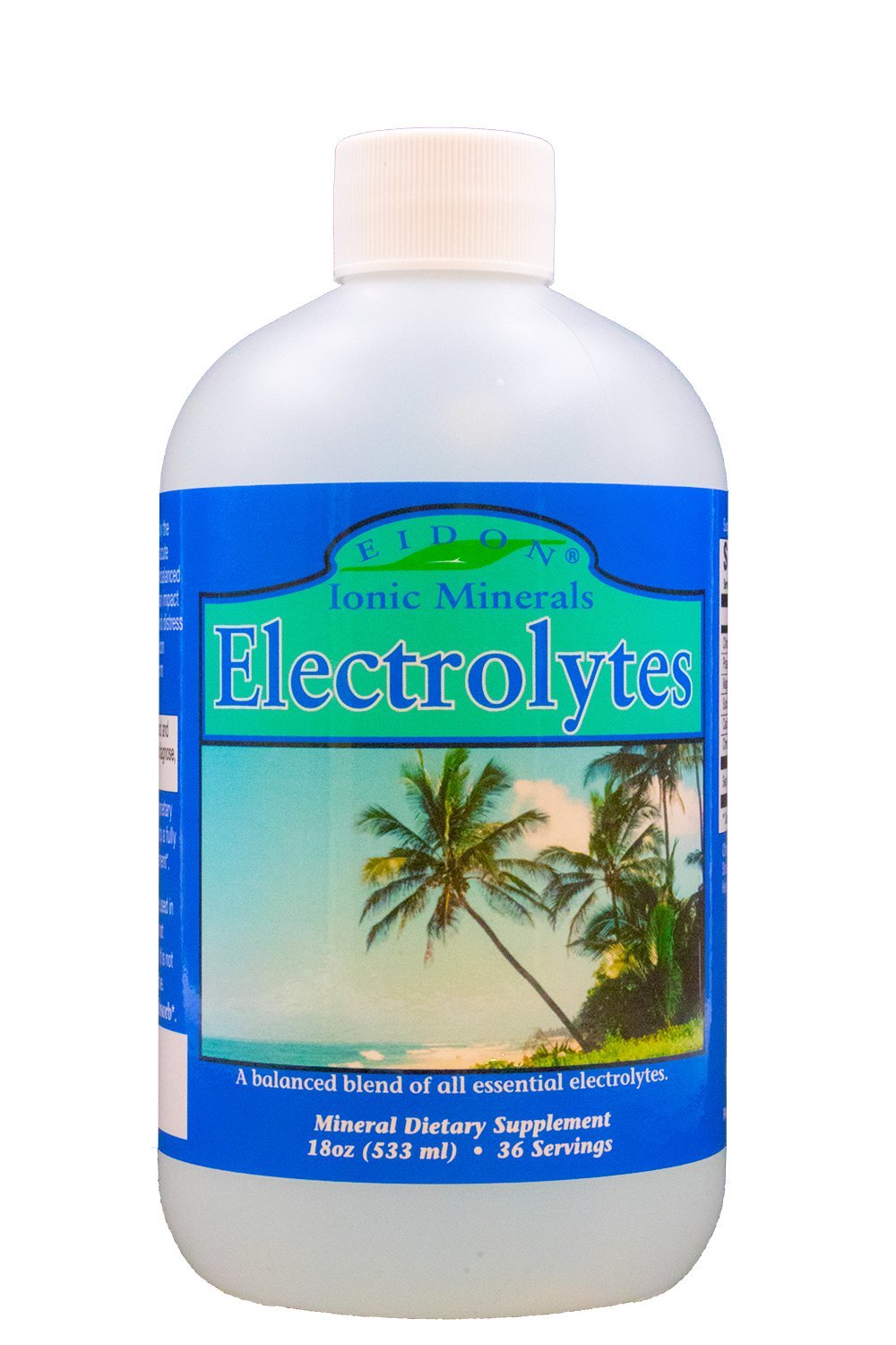 Eidon Electrolytes bottle front view, clean label for daily hydration and electrolyte balance.