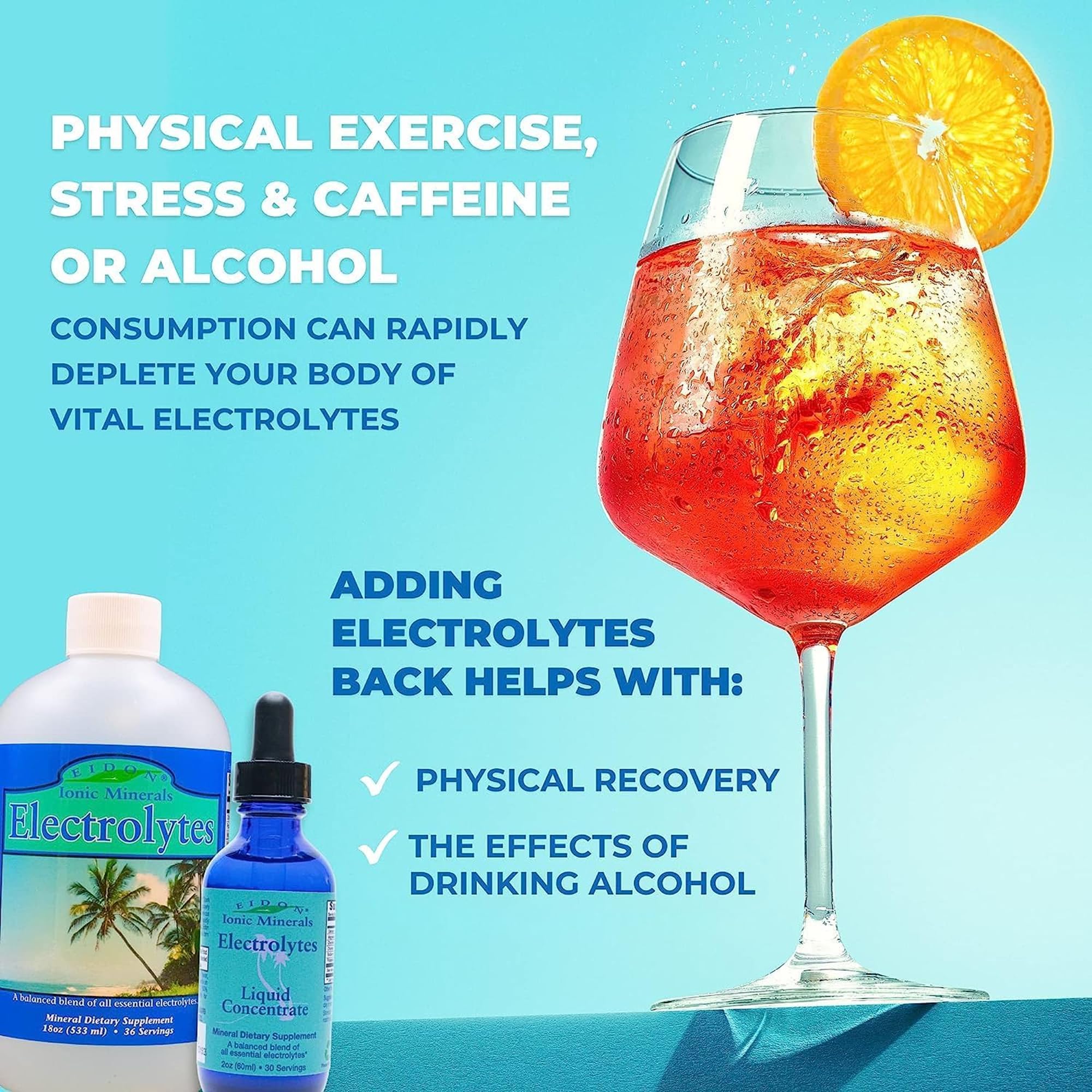 Eidon Electrolytes water-mixing image showing drops in water for balance