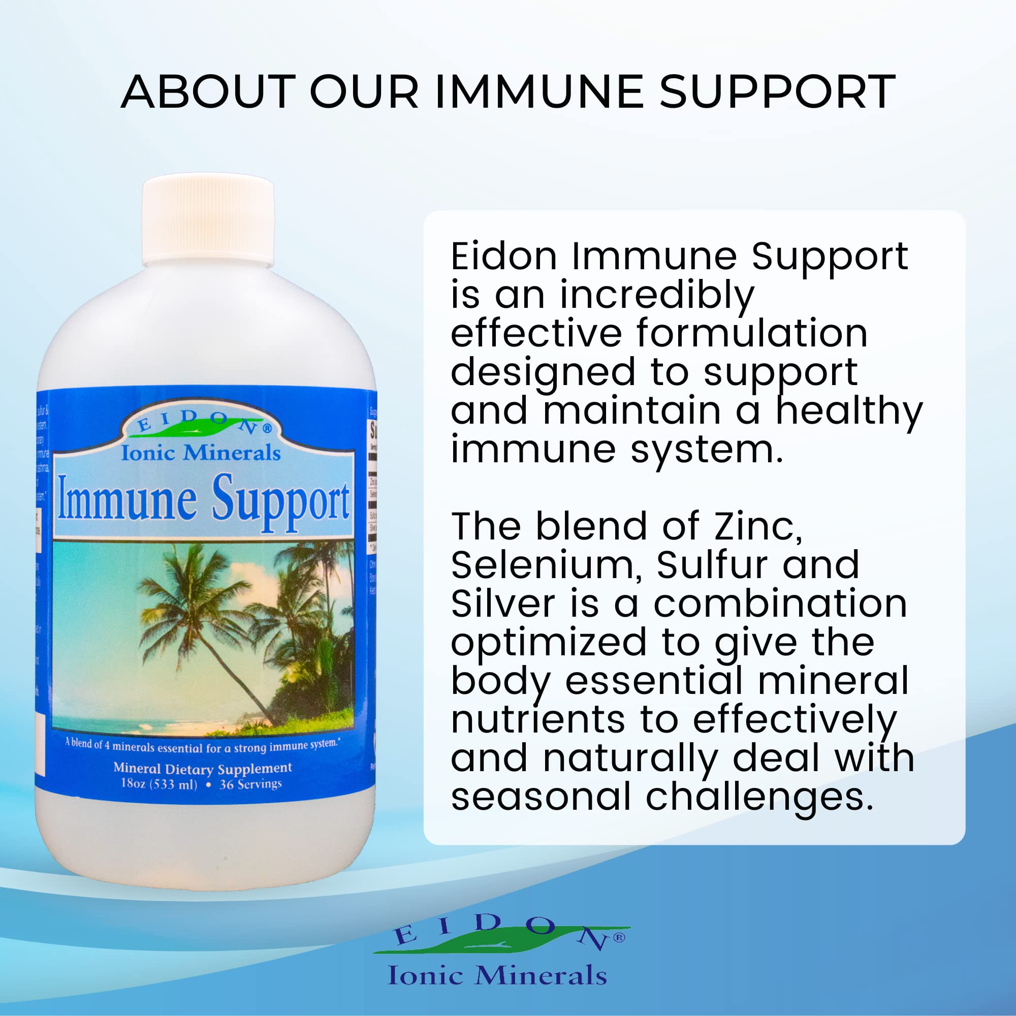 Drops being added to water for easy daily supplementation with Eidon
