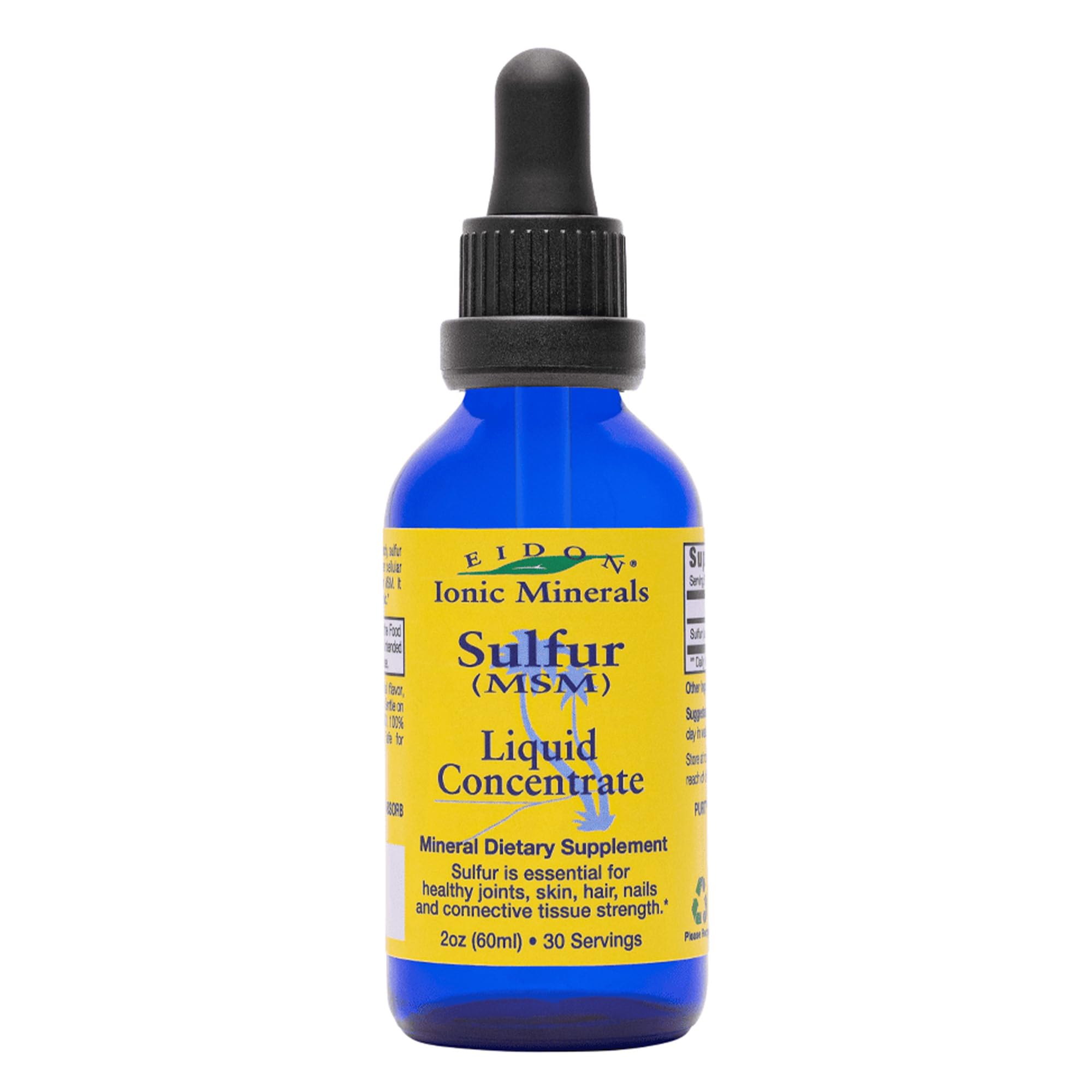 Eidon Ionic Minerals Liquid Sulfur bottle highlighting the beauty mineral formula for skin