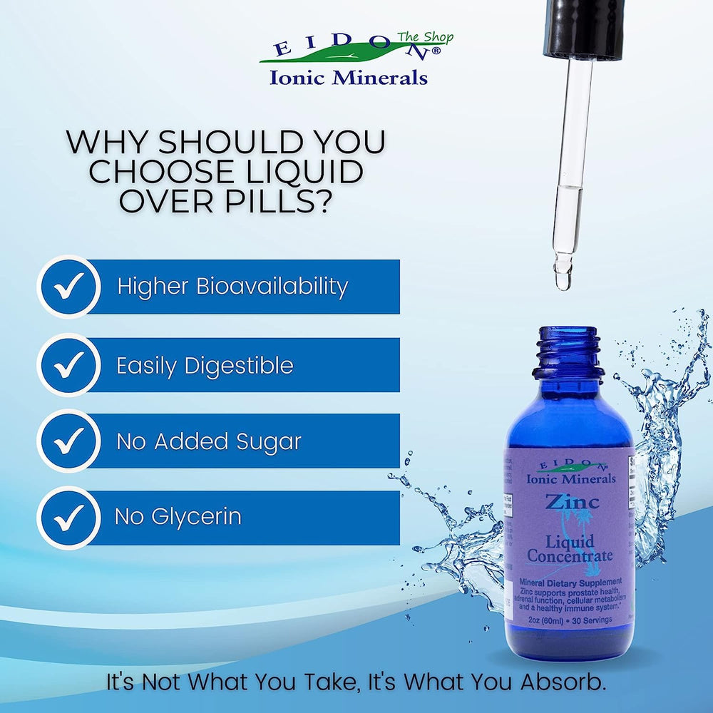 Eidon Zinc Drops bottle label shows USA-made, all-natural ingredients
