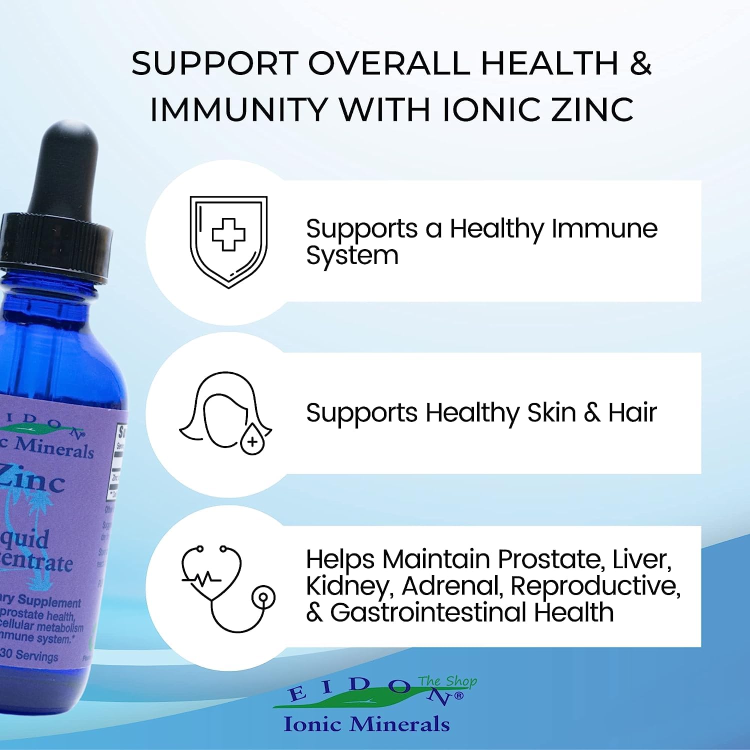 Droppers dispensing zinc drops for easy daily use