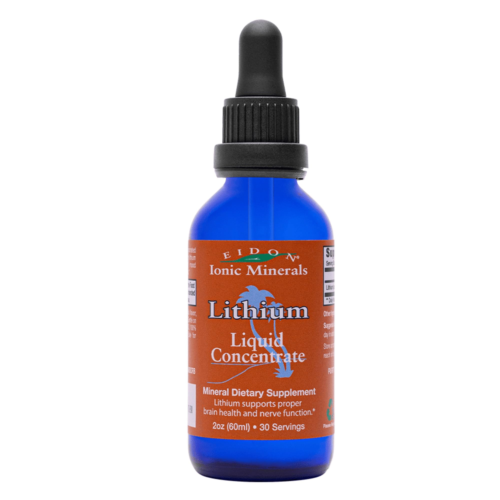 Eidon Liquid Lithium bottle for daily cognitive support and mineral intake.