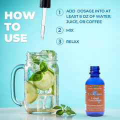 Pouring Eidon Lithium drops into a glass for daily use.