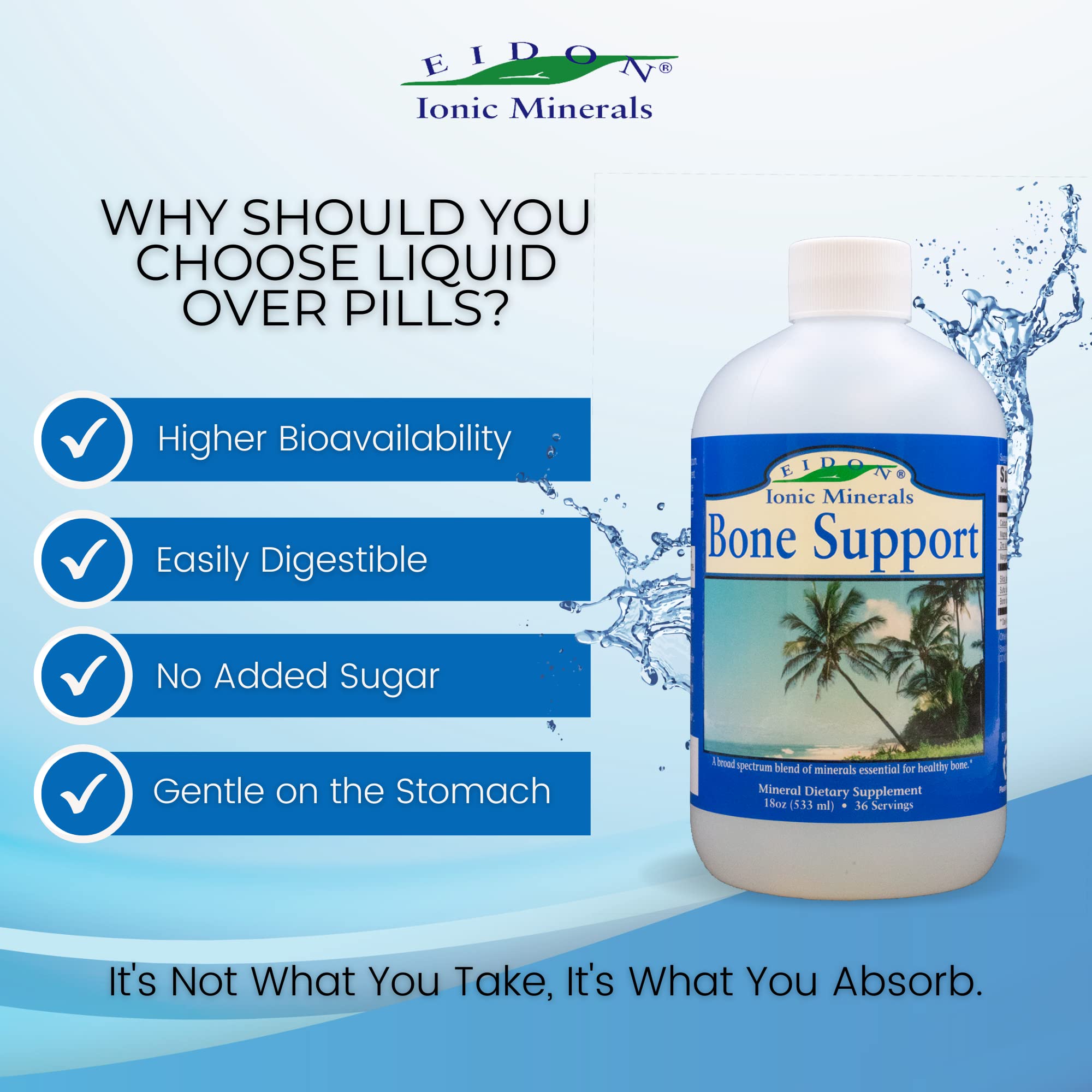 Eidon Mineral Wellness Support label highlighting quality and USA manufacturing.