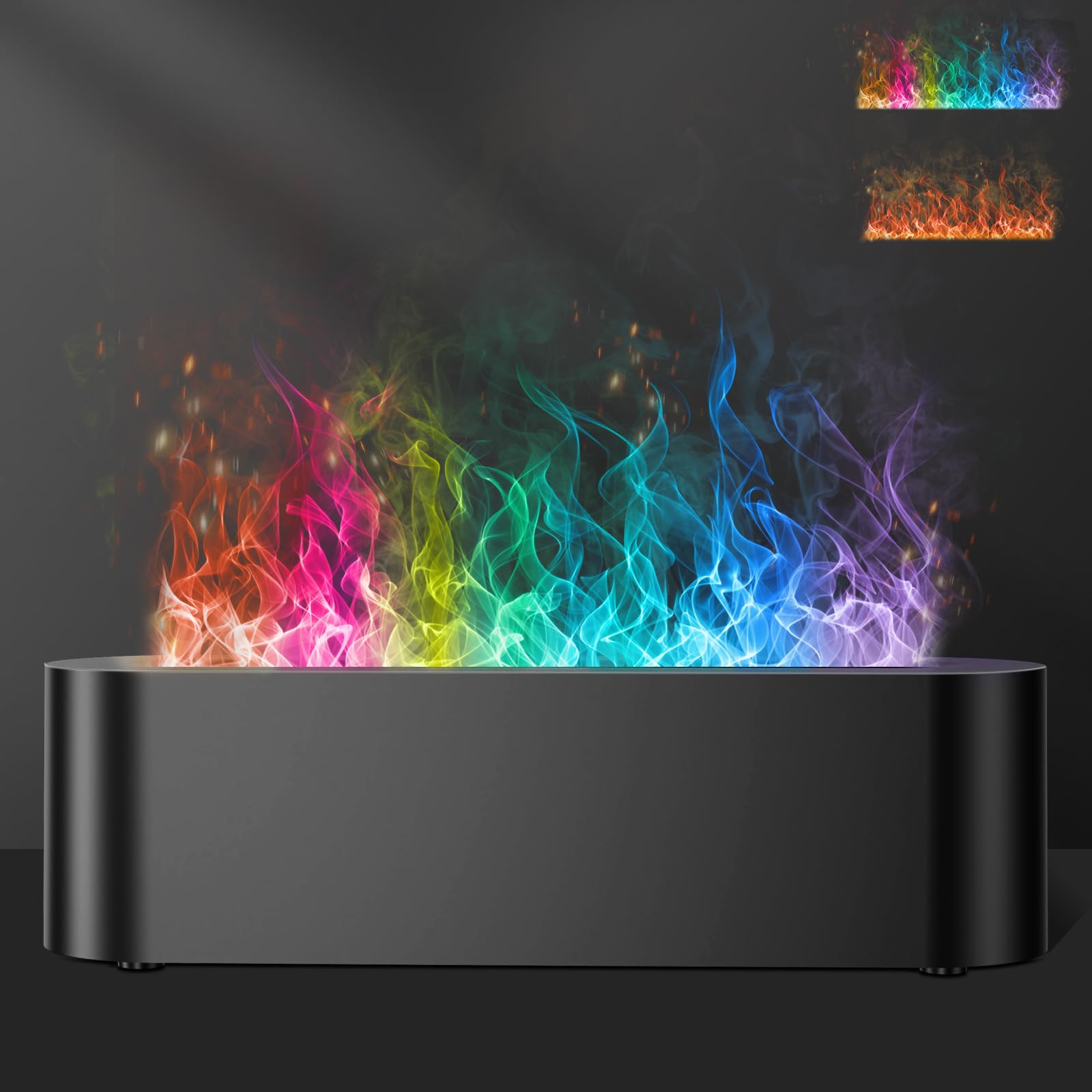Eiifiter Colorful Flame Diffuser front view enhances cozy ambiance with flame-like lighting