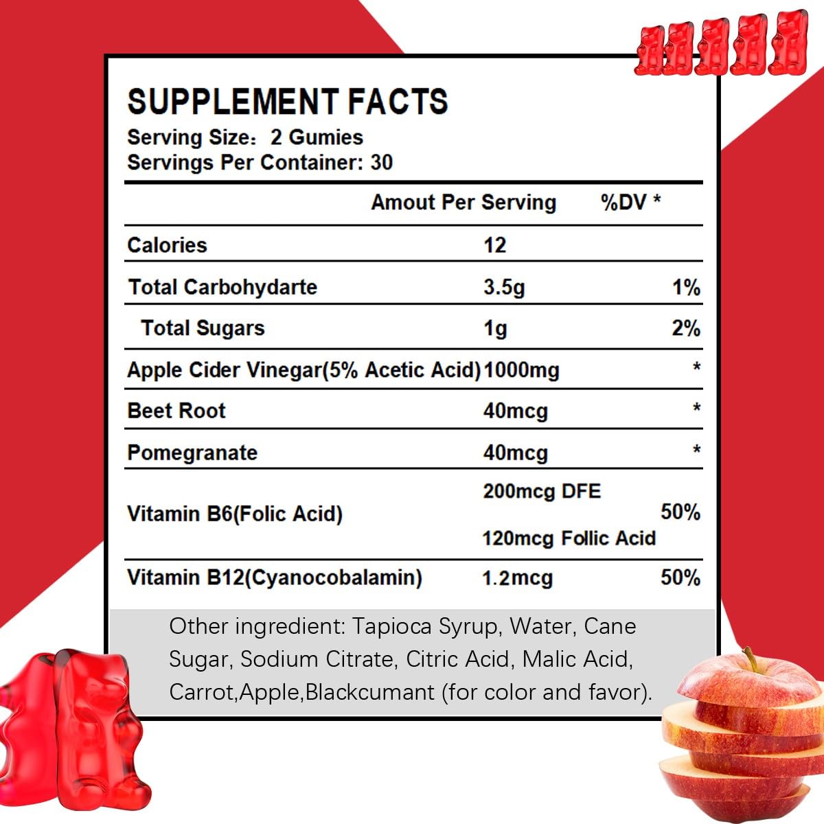 Eilin YHT gummies close-up highlighting apple flavor and texture