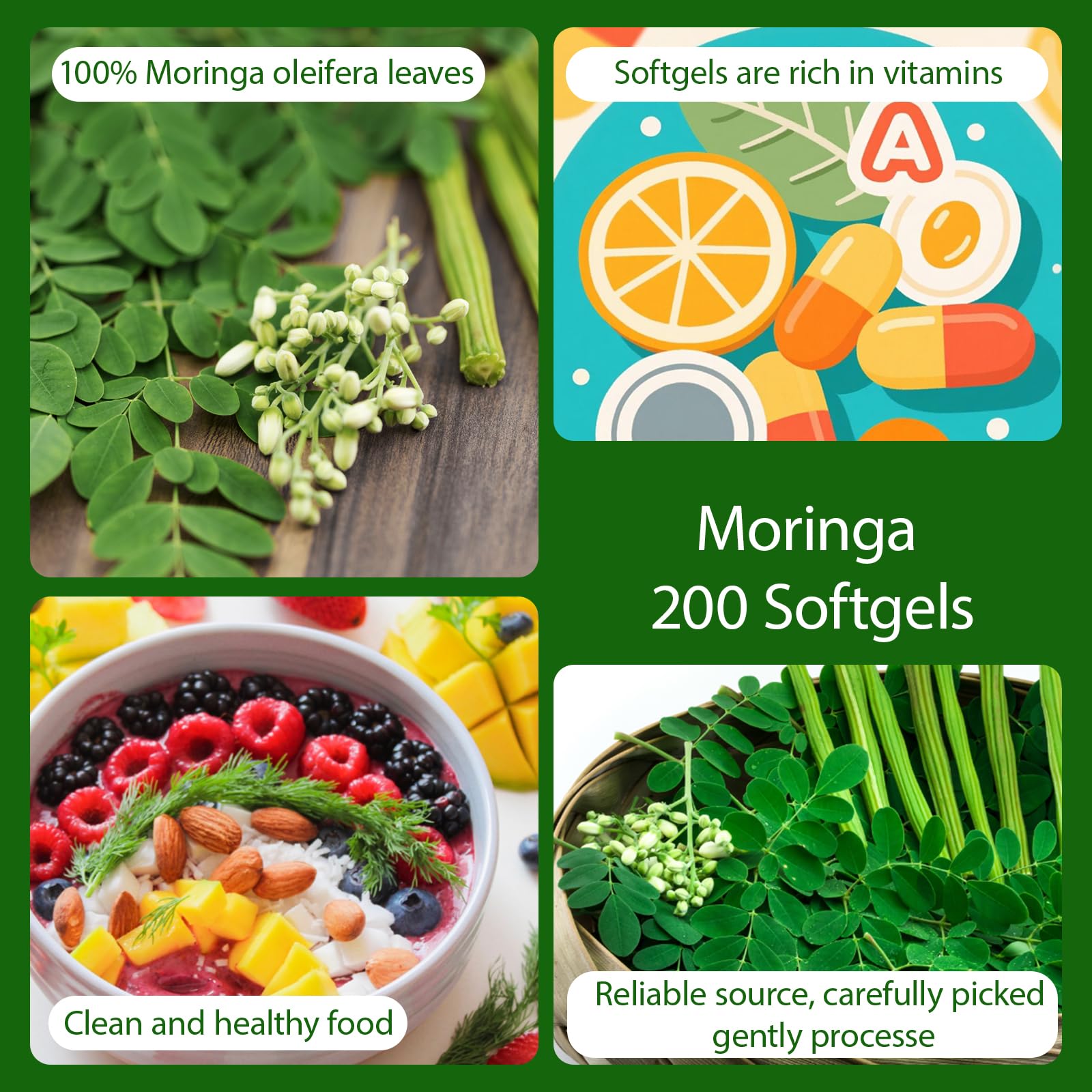 EILTEAU Moringa capsules softgels closeup: convenient daily intake