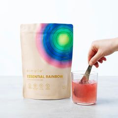 eimele Essential Rainbow smoothie glass illustrates a tasty energy and immunity boost.