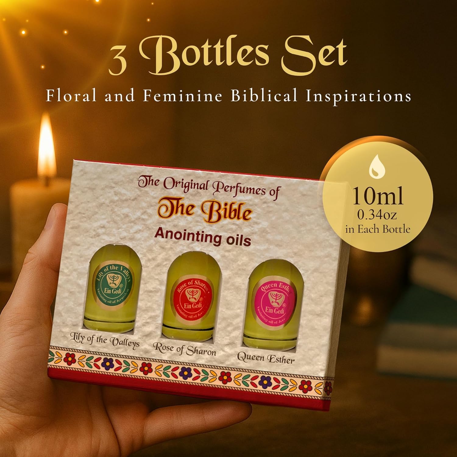 Ein Gedi anointing oils set packaging shows premium collection