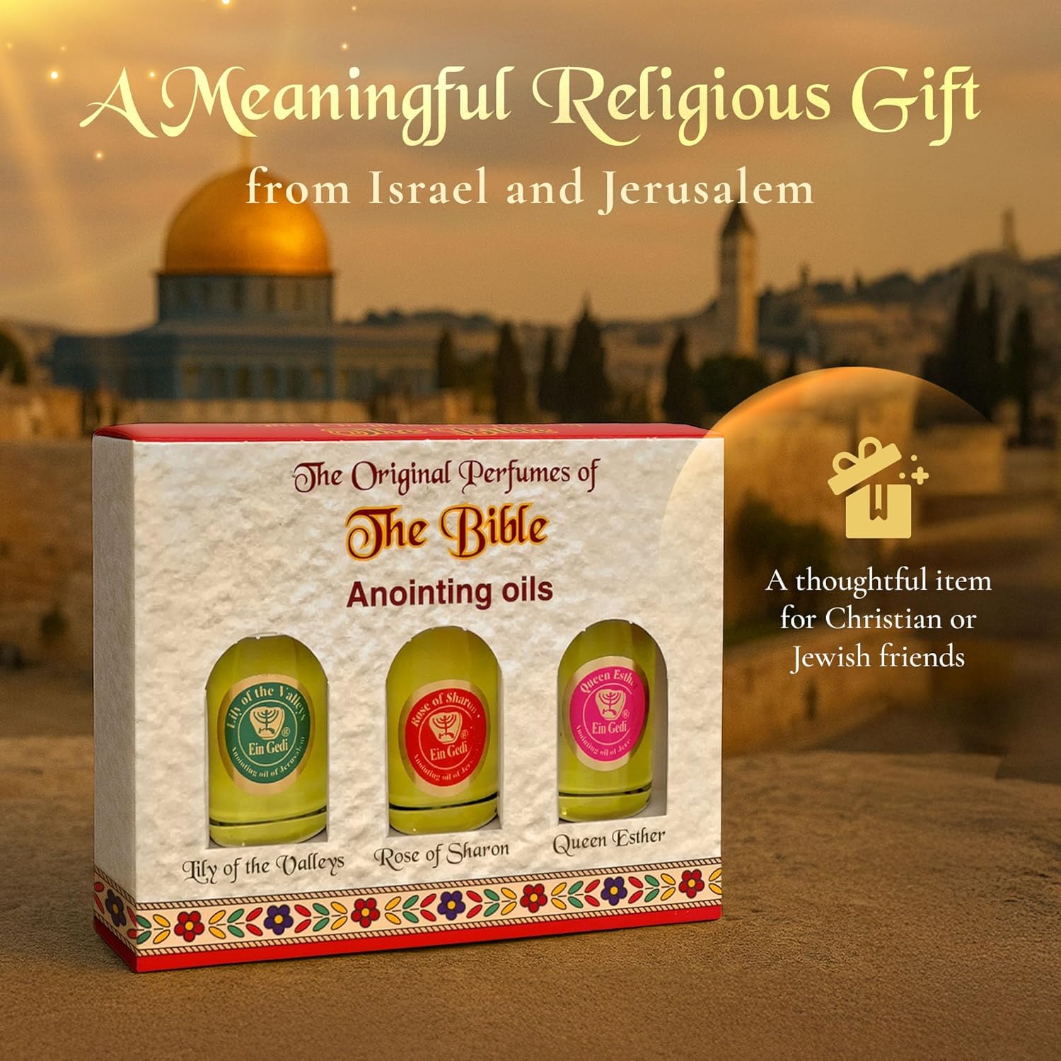 Ein Gedi spikenard oil bottle on altar evokes reverence and devotion