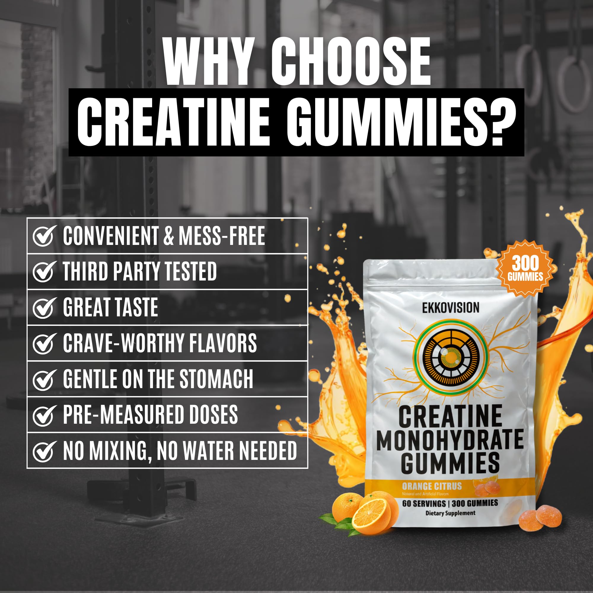 Ekkovision gummies ready for pre-workout use in a gym bag
